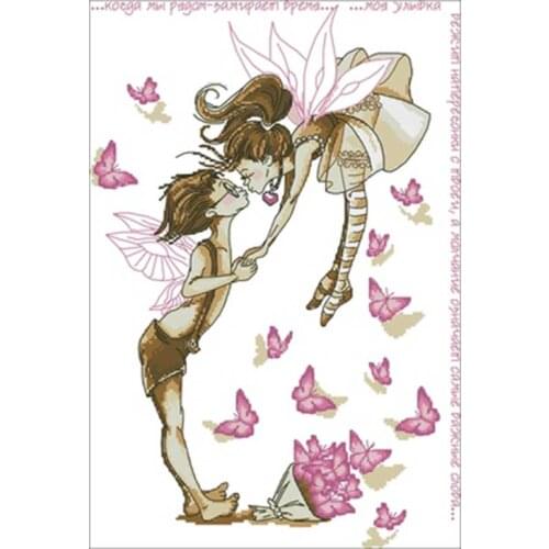 Air kiss patterns counted 11CT 14CT 18CT DIY Cross Stitch Sets wholesale Cross-stitch Kits Embroidery Needlework