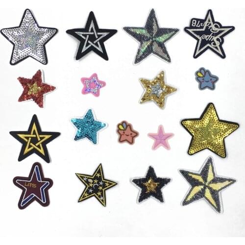 Cartoon Sequins Five-pointed Star Patch Ironing Clothes Embroidery DIY Decoration Hat Applique Cute Badge Patch Accessories