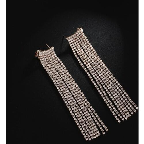 New Fashion Rhinestone Tassel Earrings Female Large Tassel Claw Chain Long Earrings Jewelry Sexy Girl Earrings E760