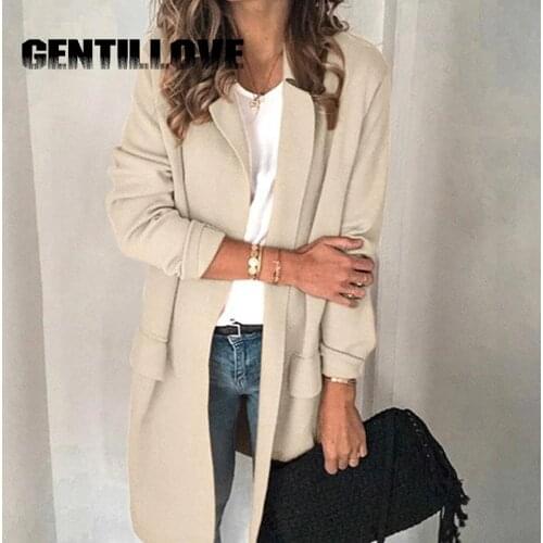 Casual Long Sleeve Solid Blazer Vintage Long Jackets Office Lady Formal Coat Harajuku Minimalist Workwear Blazer Loose Oversize