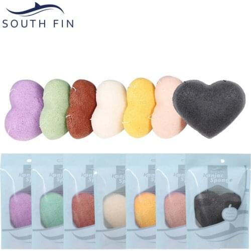 7 Color Heart-shaped Natural Soft Konjac Facial Puff Face Cleanse Washing Sponge Exfoliator Cleansing Sponge Puff Skin Care Tool