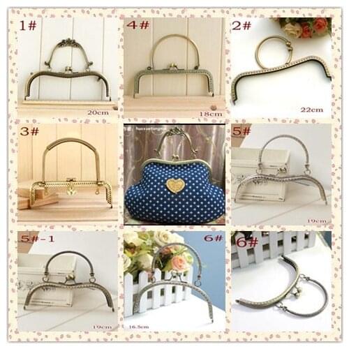 9 Design Coin Purse Frames bronze Silver Purse Metal Frame Kiss Clasp DIY Sew Bags Clutch Accessories Sewing Handbag Handle 2pcs