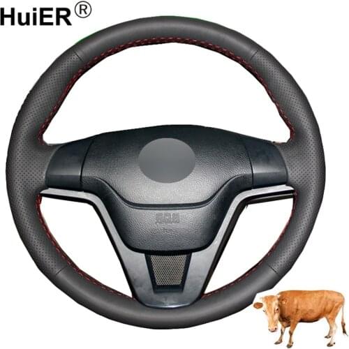 Hand Sewing Car Steering Wheel Cover Top Cow Leather Braid on the Steering wheel For Honda CR-V CRV 2007 2008 2009 2010 2011