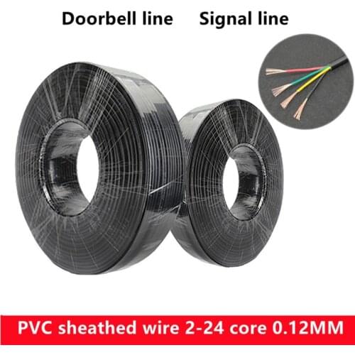 28 AWG RVV 2/3/4/5/6/8 /10Cores Copper Wire Conductor Electric RVV Cable Black soft sheathed wire