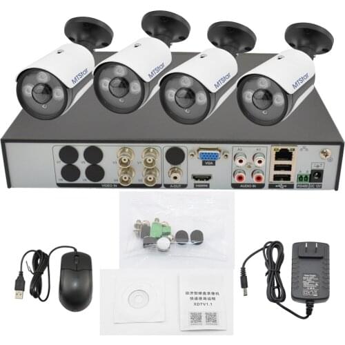 MTStar 4CH 4K 4 in 1 Security Cameras System (1pcs 6 in1 HD DVR support 8TB + 4pcs 8MP Fisheye Panoramic Camera
