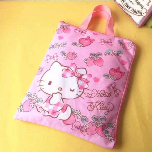 New girl portable file bag hello kitty cartoon student tuition bag A4 book zipper storage bag cute 33x26.5cm file bag