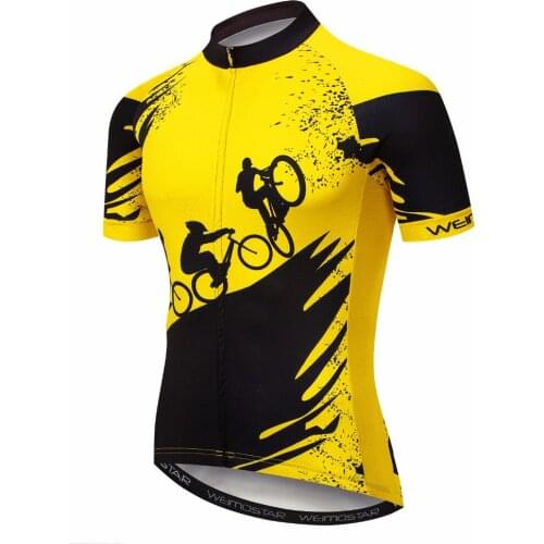 Weimostar Short Sleeve Bike Jersey Roupa Clismo Yellow Green Bicycle Jersey Cycling Jersey men Mtb Shirt Bike Wear Maillot Roupa
