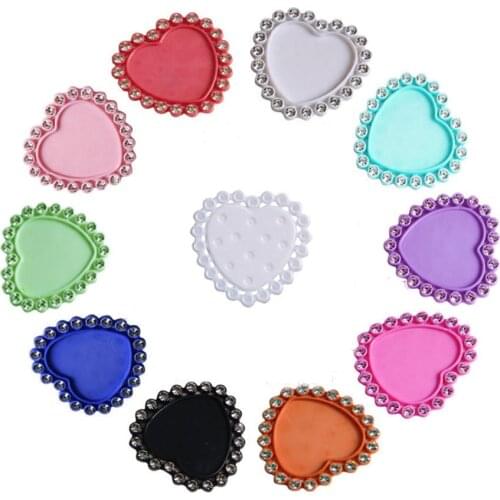 Inner size 25mmX23mm heart rhinestone button plastic bottle cap tray setting cover lids 10PCS BTN-5725