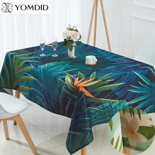 Waterproof Tablecloth Tropical Plant Pattern Table Cloth For Banquet Party Decoration Tablecloth Polyester Fabric Table Cover