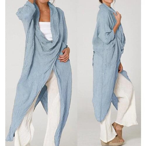 Summer 2021 Women Asymmetrical Tops Celmia Vintage Long Blouses Casual Clothing Casual Tunics Shirts Chic Loose Blusas Femininas