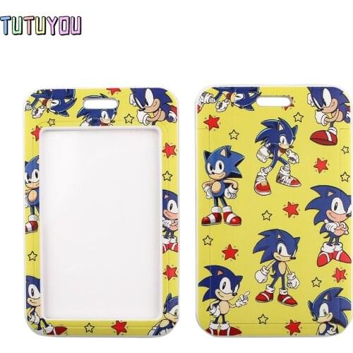 1pcs PC2876 Yellow Cartoon Hedgehog Boy Lanyard Credit Card ID Holder Bag Student Travel Bank Bus Business Card Cover Badge