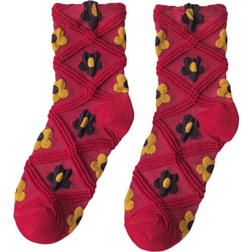 2021 New Fashion Cotton Socks YZ-S-ZZ-0010 Vintage jacquard socks with High Quality Leisure Socks with Beautiful Flowers