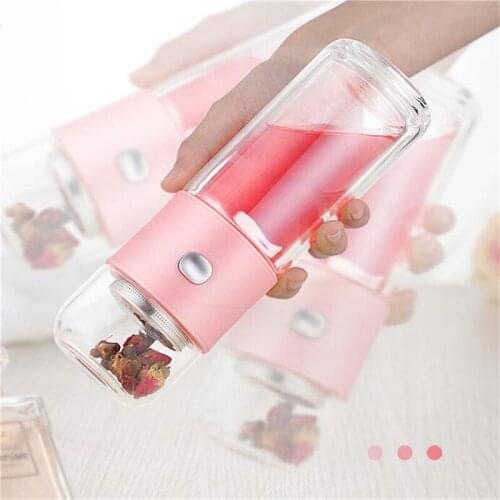 220ML Glass Water Bottle Double Walled Travel Mug with Tea Infuser Clear Water Cup Women Cute Vacuum Tea Bottle Glass Drinkware