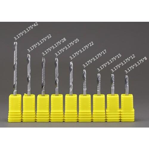 5PCS/LOT 3.175-8 12 15 17 Carbide One Single Flute CNC Router Bits Tools Milling Cutter Sprial Bit for wood acrylic woodworking