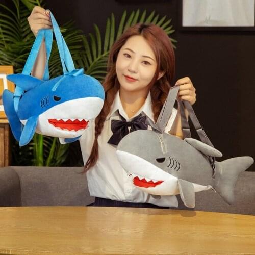 50cm New Fashion Creative 3D Shark Backpack Cute Animal Cartoon Plush Backpack Fish Bag for Children Kids Boy Xmas Gifts