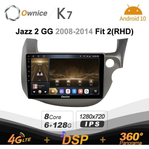 K7 Ownice 6G+128G Android 10.0 Car Radio For Honda Jazz 2 GG 2008 - 2014 Multimedia DVD AUDIO 4G LTE GPS Navi 360 BT 5.0 Carplay