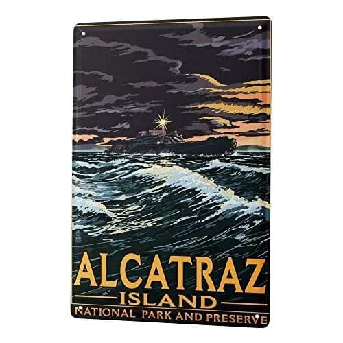 Bernice Tin Sign Wanderlust City Alcatraz Iceland Laundry Room Decor Beach Decor Boho Decoration Home Decor