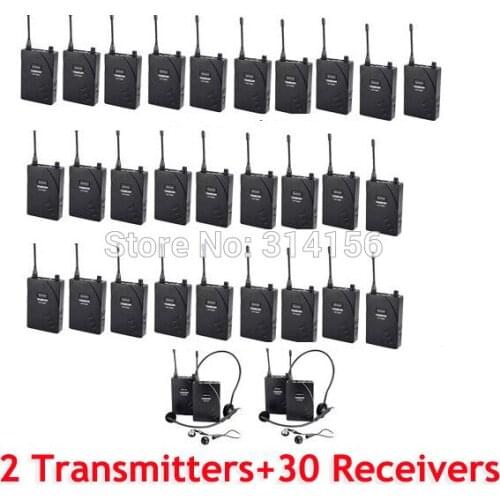 Original Takstar UHF-938/UHF 938 UHF Wireless Tour Guide System 50m Operating Range 2 Transmitters+30Receivers+30 earphones