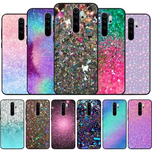Sequins black Silicone Phone Case For Redmi note 9 8 7 Pro S 8T 7A Cover