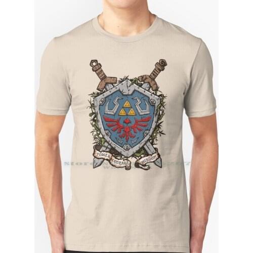 Sword And Shield T Shirt 100% Pure Cotton Legend Link Shield Triforce Zelda Gaming Geek Hyrule Nintendo Ocarina Anime Game