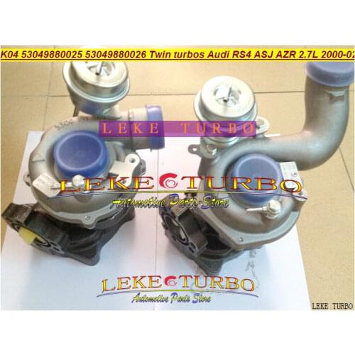 K04 025 026 53049880025 + 53049880026 53049700025 + 53049700026 Twin turbo K04-025 K04-026 For AUDI RS4 2000-2002 ASJ AZR 2.7L