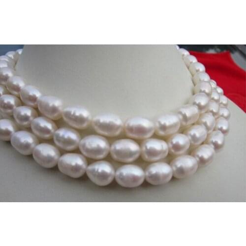 Classic 9-10mm south sea baroque white pearl necklace 50" 14k