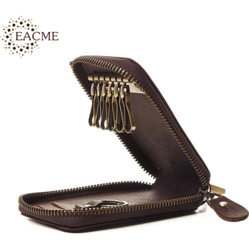 Key Holder Wallet Genuine Leather Car Keys Holder Key Pouch Men Key Chain Wallet Multi-function Purse Bag Keychains