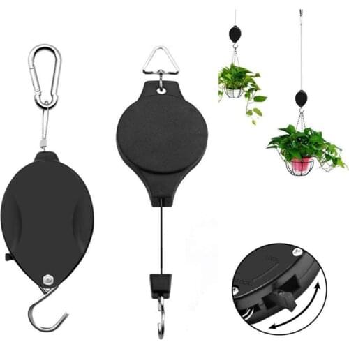 Basket Hanging Flowerpot Telescopic Hook 2pcs Water Birds Feeder Easy Reach Garden Baskets Pots Retractable Plant Hanger