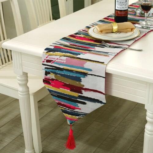 Colorful Table Runners Home Decoration European fashion city colorful modern tea Table Runners tablecloth bunting flag