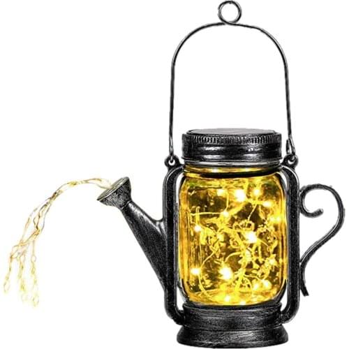 Creative Glass Watering Mason Jar Solar Light Outdoor Patio Decor Hanging Solar Lantern For Yard Landscape Lighting