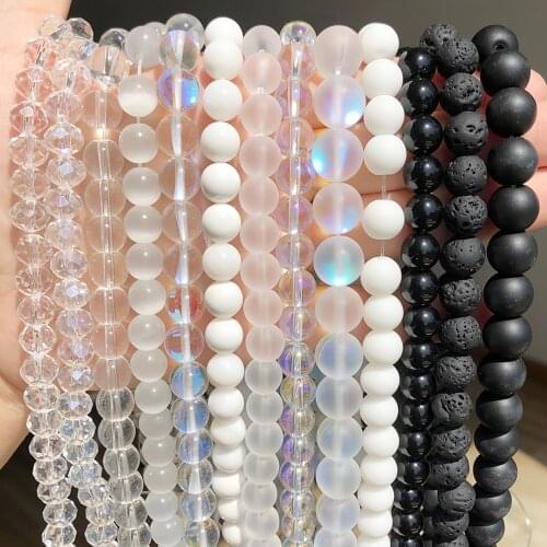 4/6/8/10/12mm Natural Stone White Black Dull Polish Matte Agates Round Beads for Jewellery Making 15Inch DIY Bracelets Wholesale