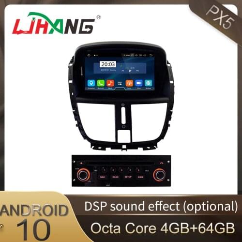 LJHANG Car DVD Multimedia Player Android 10 For Peugeot 207 2007-2014 GPS Navigation 1 Din Car Radio Stereo WIFI RAM 4GB + 64GB
