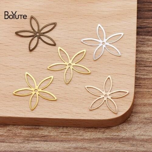 BoYuTe (100 Pieces/Lot) 20MM Metal Copper Flower Stamping Plate Diy Hand Made Jewelry Accessories Parts