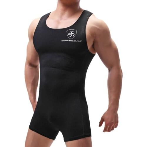 Mens Modal Vest Underwear Sexy Wrestling Suit Solid Slim Tight Shapers Sleeveless Leotard Bodysuit Jumpsuit Soft Undershirt