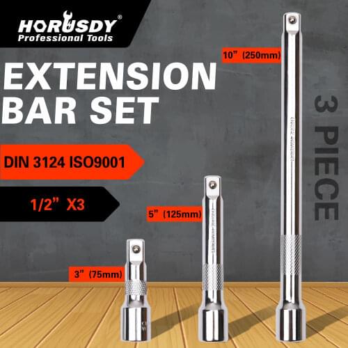 3pcs 1/2" Long Extension Extender Bar Set 3" 5" 10" Drive Ratchet Wrench Socket Hand Tool Accessories