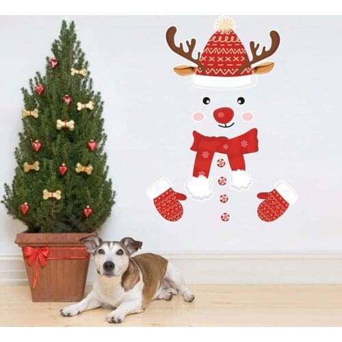 Christmas Theme Fridge Sticker Wall Decal Home Hotel Holiday Adhesive Decor Door Refrigerator Sticker PVC Christmas Sticker