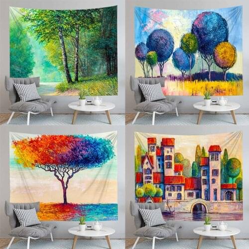 Oil Painting Printed Yoga Mat Wall Art Hanging Tapestry Home Decor Bedspread Blanket
