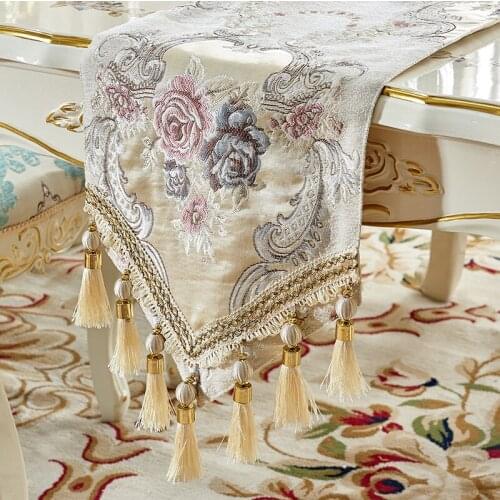 Retro Printed Table Runner European Luxury Nordic American Tea Table Decoration Fabric Table Runner Bed Runner Home Decoration