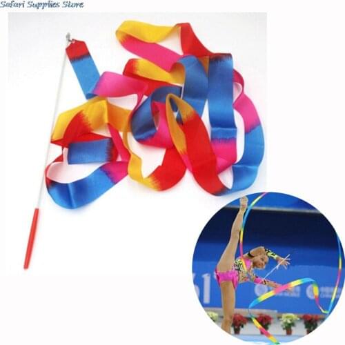 Newly Design Dance Ribbon Gym Rhythmic Gymnastics Rod Art Ballet Twirling Stick 4m B2Cshop