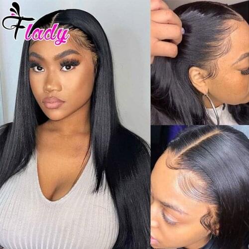Peruvian Straight 13x6 Lace Frontal Wigs Remy HD Transparent Lace Front Human Hair Wigs For Women Preplucked Lace Closure Wig