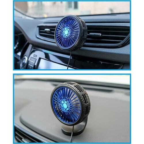 Durable 5V 1A Car Vehicle Air Vent Dashboard LED Aromatherapy 3 Wind Speed Cooling Air Fan Electrical Appliances Air Vent Clip