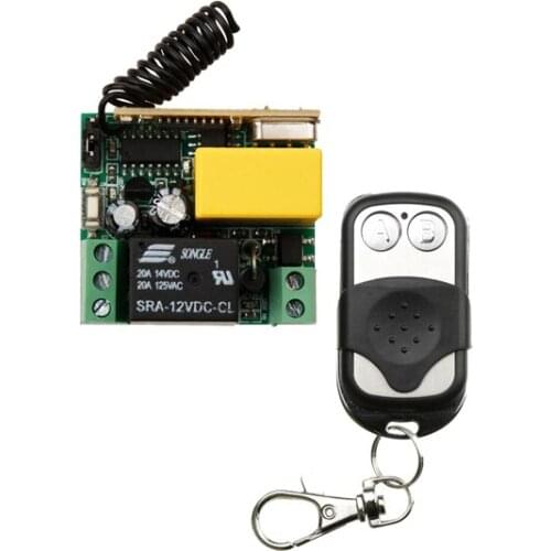 AC220V 1CH 10A RF Wireless Remote Control Relay Switch Light System 433Mhz/315Mhz Receiver + 2 Button Metal Protect Transmitter