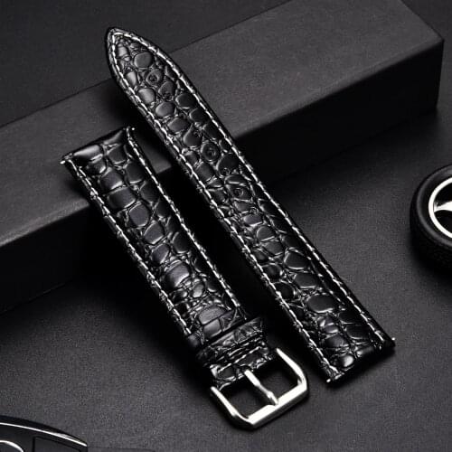 Soft Leather Wristwatch Band Crocodile Pattern Design Watchband Accessories Bracelet for Mens Watches Straps 16 18 20 22 24mm