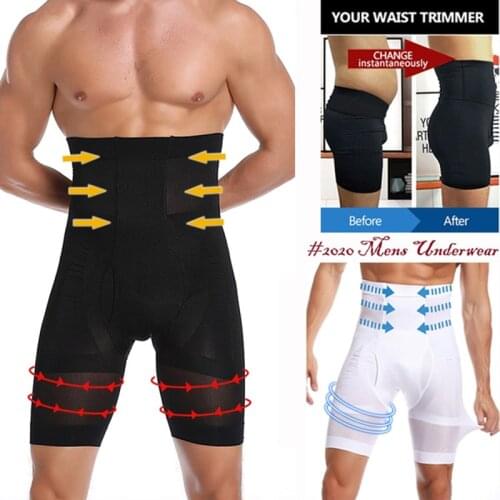 Mens Body Shaper Compression Shorts Waist Trainer Tummy Control Slimming Shapewear Modeling Girdle Anti Chafing Boxer Underwear