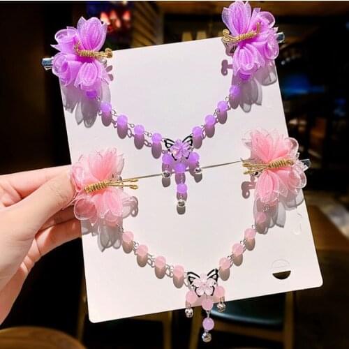 Hair Decoration Butterfly Head Dress Chinese Style Beaded Forehead Head Chain Headbands Women Girls Hair Clip Hair Jewelry