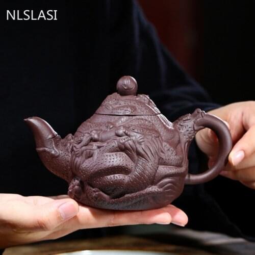 Yixing Handmade Purple Clay Tea Pot Home Customized Kettle Raw Ore Purple Mud Filter Teapots Tea Ceremony Accessories 340ml