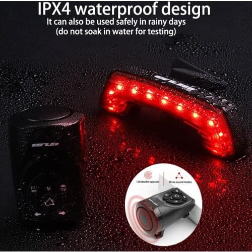 GUB USB Rechargeable Bicycle Tail Light Wireless Remote Control Taillight W/ Horn Bell Rear Seatpost Light Waterproof LED
