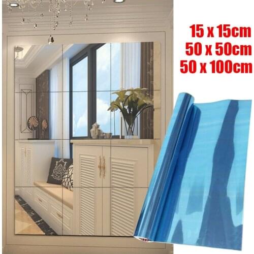 3D Mirror Wall Stickers Self-adhesive Square Soft Mirror Sticker DIY Wall Decal Sticker for Home Living Room Bathroom Decoration