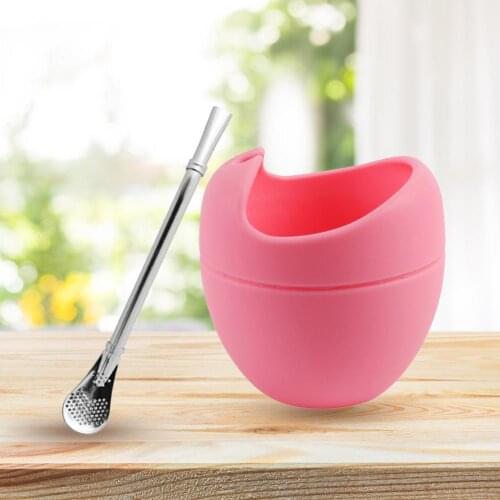 1 set of reusable Yerba Yerba Yerba Mate tea cup with filter Silicone Bombilla tea cup with stainless steel straw for drinking