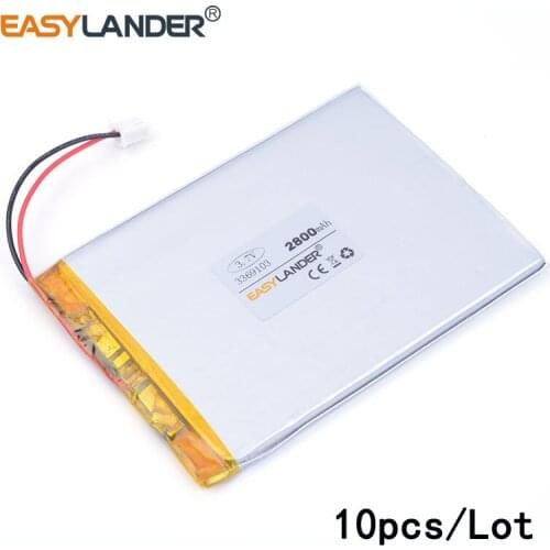 10pcs /Lot XHR-2P 2.54 3369103 2800mAh lithium Li ion polymer rechargeable battery polymer lithium battery charging treasure